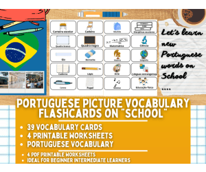 Portuguese Picture Vocabulary Flashcards - School