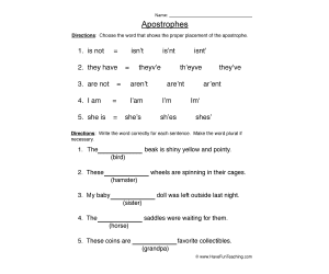 Possession &amp; Contraction Apostrophe Worksheet