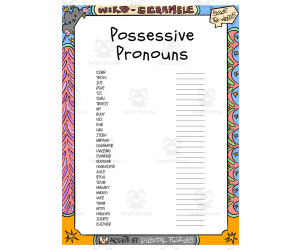 Possessive Pronouns word Scramble puzzle worksheet