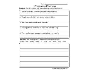 Possessive Pronouns Worksheet