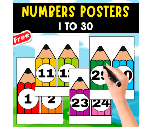POSTERS OF NUMBERS 1 - 10 | PENCIL THEMED
