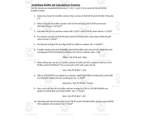 Practice: Acid/Base Buffer pH Calculations