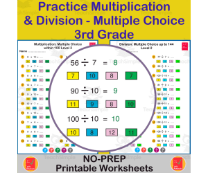 Practicing  Multiplication and Division - 3rd Grade - Multiple Choice