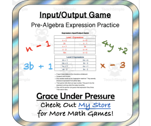 Pre-Algebra: Expression Input/Output Game