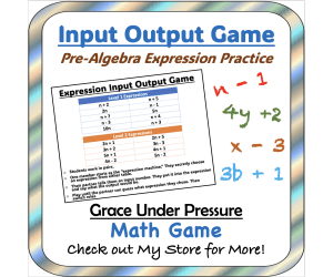 Pre-Algebra: No Prep Evaluate Expression Input Output Game