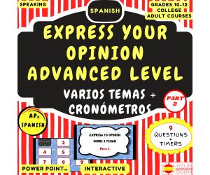 PRE and AP Spanish Speaking practice 9 Topics Part 2 NoPrep Advanced