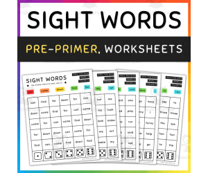 Pre-Primer Sight Words Practice Game , Roll & Color, Fun Activity - SET 9 (b)