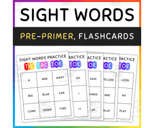 Pre-Primer Sight Words Tic Tac Toe Game Practice Activities