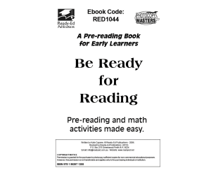 Pre-Reading Book for Early Learners Workbook