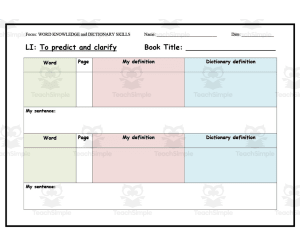 Predict and Clarify Worksheet