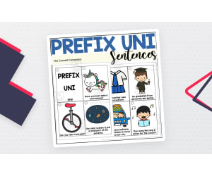 UNI Prefix Meaning and Sentence Reading Cards