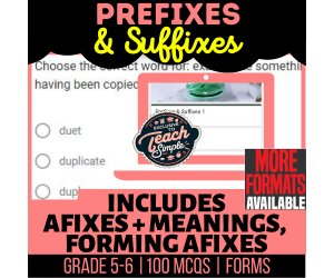 Prefixes and Suffixes Practice Questions - Grammar Grade 5-6 (Forms)