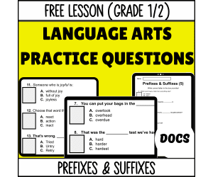 Prefixes and Suffixes Sample - Grades 1-2 Grammar (Docs)
