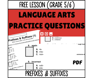 Prefixes and Suffixes Sample Lesson - Grammar Grade 5-6 (PDF)
