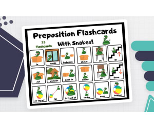 Preposition Flashcards with Snakes – 23 Cards