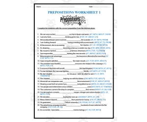 Prepositions Worksheet 1