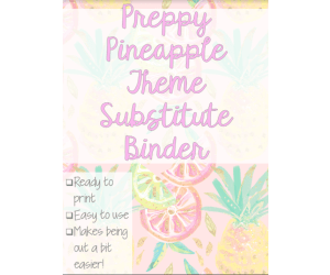 Preppy Pineapple Themed Substitute Binder - III