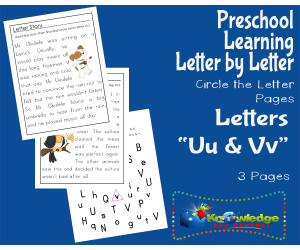 Preschool Letter by Letter: Letters U & V - Circle the Letter