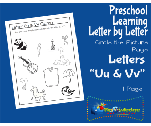 Preschool Letter by Letter: Letters U & V - Circle the Picture