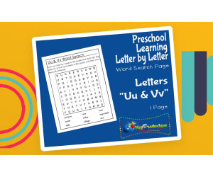 Preschool Letter by Letter: Letters U & V - Word Search
