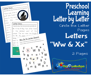 Preschool Letter by Letter: Letters W & X - Circle the Letter