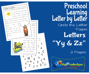 Preschool Letter by Letter: Letters Y & Z - Circle the Letter