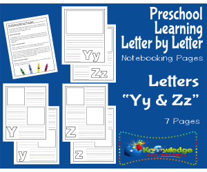 Preschool Letter by Letter: Letters Y & Z - Notebooking