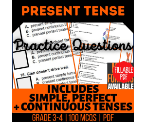 Present Tense Practice Questions - Grade 3-4 Grammar (Fillable PDF)