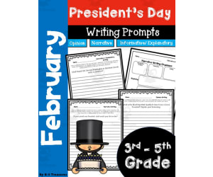 President's Day Writing Activities for 3rd - 5th Grade: Narrative, Opinion, and Informative