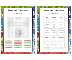 Prime and Composite Numbers word search, scramble and crossword puzzle