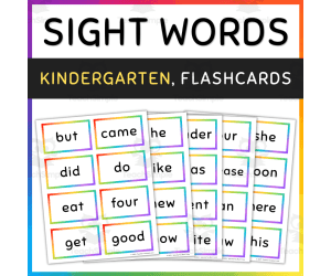 Primer/Kindergarten Sight Words Flash Cards, Rainbow Borders