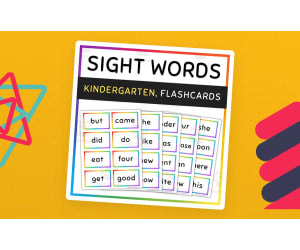 Primer/Kindergarten Sight Words Flash Cards, Rainbow Borders