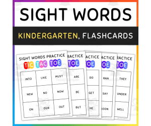 Primer/Kindergarten Sight Words Tic Tac Toe Game Practice Worksheets