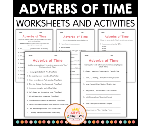 Printable Adverbs of Time Grammar Worksheets for Grade 1, 2, 3
