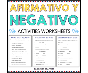 Printable Affirmative and Negative Words in Spanish Practice Worksheet