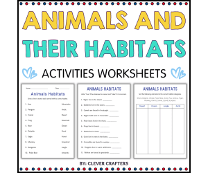 Printable Animals and Their Habitats Activity Worksheets Grade 2, 3, 4