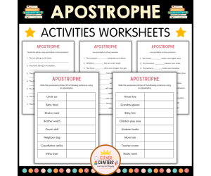 Printable Apostrophe Grammar Activity Worksheets for Grade 2, 3, 4