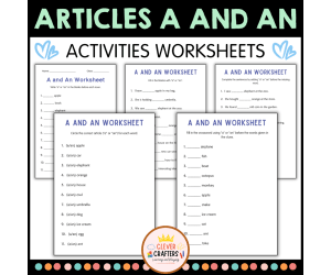 Printable Article A and An Grammar Worksheets for Grade 1, 2, 3