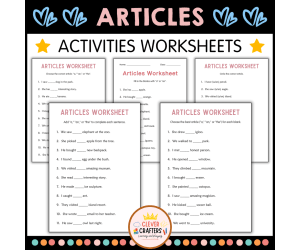 Printable Articles (a, an, the) English Grammar Worksheets for Grade 1