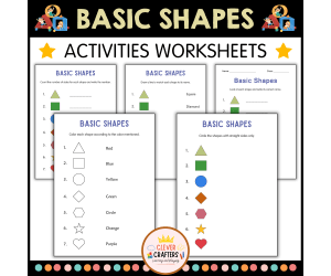 Printable Basic Shapes Matching and Tracing Worksheets for Grade 1, 2