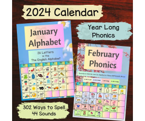 Printable Calendar 2024 for Teachers and Homeschoolers Phonics Program