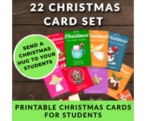 Printable Christmas Cards for Students & Teachers