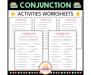 Printable Conjunction Grammar Activity Worksheets for Grade 2, 3, 4