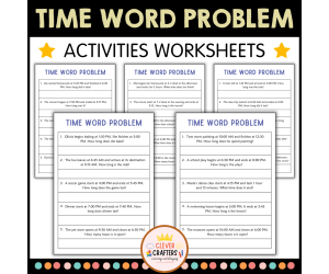 Printable Elapsed Time Word Problem to the Hour Worksheets for Grade 1