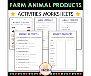 Printable Farm Animals and Their Products Activity Worksheets