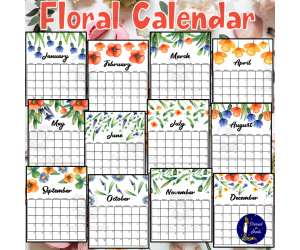 Printable Floral Calendar