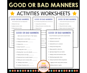 Printable Good and Bad Manners Activity Worksheets for Grade 2, 3, 4