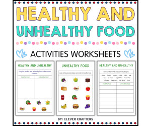 Printable Healthy and Unhealthy Food Activity Worksheets for Grade 1