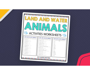 Printable Land and Water Animals Activity Worksheets for Grade 2, 3, 4