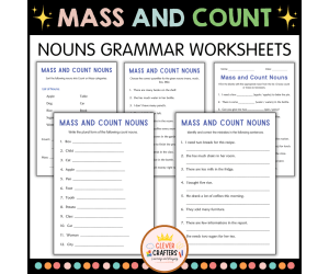 Printable Mass and Count Nouns Grammar Activities Worksheets